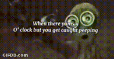 A Blurry Picture Of A Person With The Words " When There 'S A O'clock But You Get Caught Perping " GIF