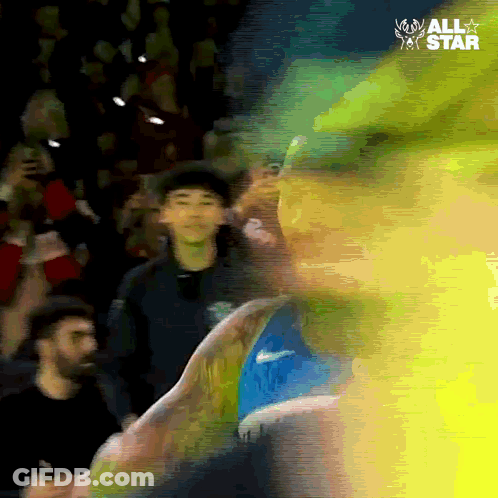 A Blurry Picture Of A Person With The Words You All Star On The Bottom GIF