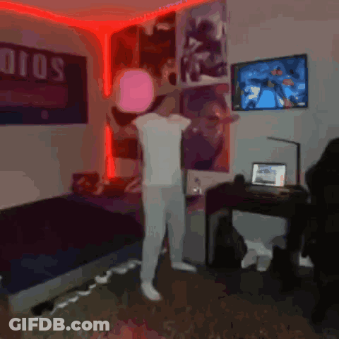 A Blurry Picture Of A Room With A Sign That Says Dios On It GIF