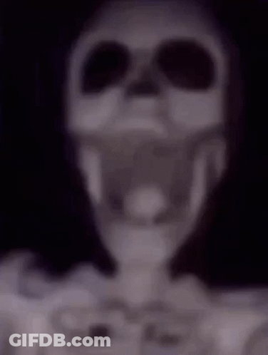 A Blurry Picture Of A Skeleton Wearing Sunglasses And A Skull . GIF
