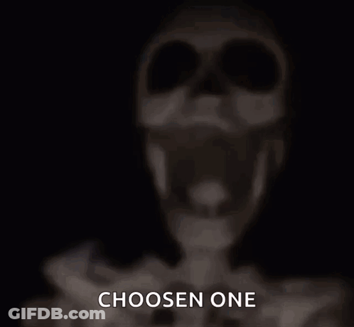 A Blurry Picture Of A Skeleton With The Words Choose One GIF