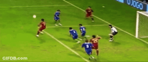 A Blurry Picture Of A Soccer Game With The Word Oxo On The Side GIF