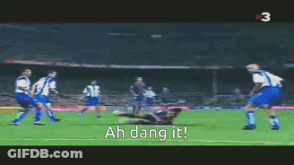 A Blurry Picture Of A Soccer Game With The Words Ah Dang It Written On The Bottom GIF