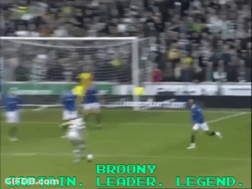 A Blurry Picture Of A Soccer Game With The Words Captain Leader Legend On The Screen GIF
