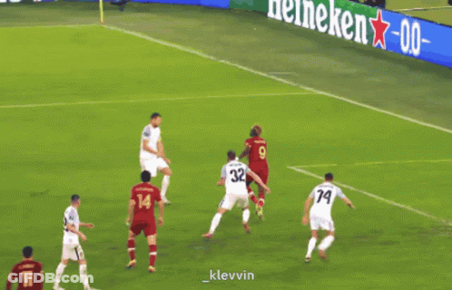 A Blurry Picture Of A Soccer Goal With The Name Klevvin Visible GIF