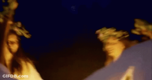 A Blurry Picture Of A Woman Wearing A Flower Wreath On Her Head . GIF