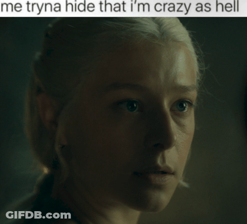 A Blurry Picture Of A Woman With A Caption That Says Me Tryna Hide That I 'M Crazy As Hell GIF