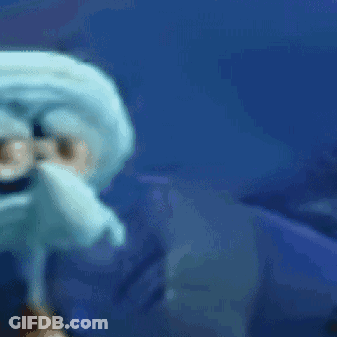 A Blurry Picture Of Squidward From Spongebob Squarepants With Glasses On GIF