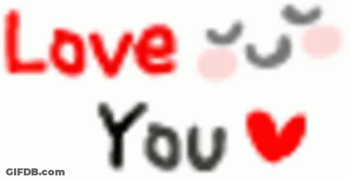 A Blurry Picture Of The Words `` Love You '' With A Red Heart In The Middle . GIF