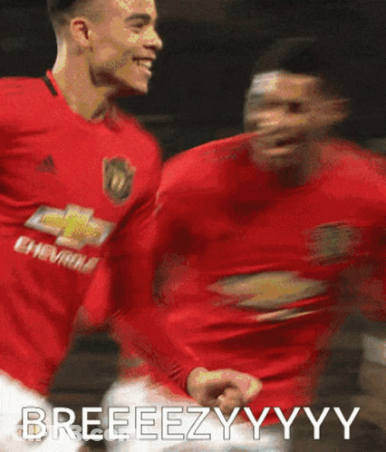 A Blurry Picture Of Two Soccer Players With The Words Breeezyyyy On The Bottom Right GIF