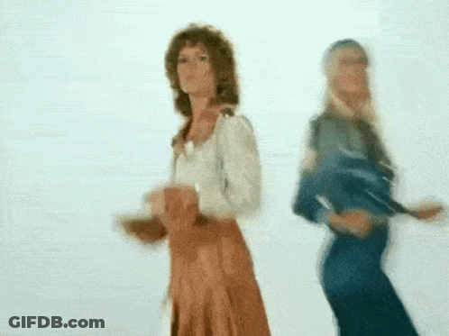 A Blurry Picture Of Two Women Dancing Together GIF