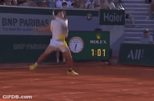 A Bnp Paribas Ad Can Be Seen In The Background Of A Tennis Match GIF