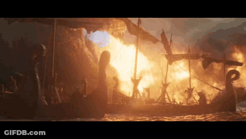 A Boat Is On Fire In The Water GIF