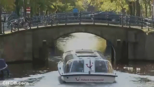 A Boat That Says Holland International On The Back Of It GIF