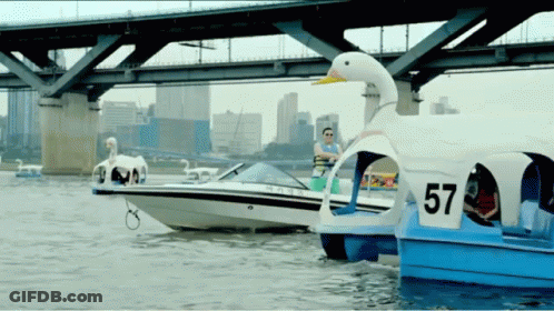 A Boat With The Number 57 On The Side GIF