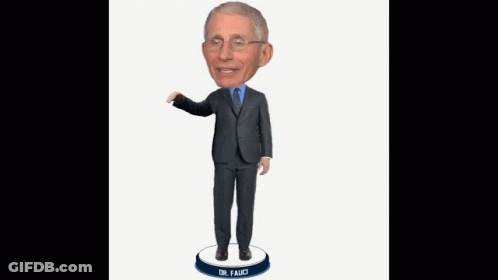 A Bobblehead Of Dr. Fauci Is Displayed On A White Background GIF