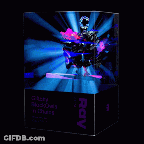 A Book Called Glitchy Blockowls In Chains GIF
