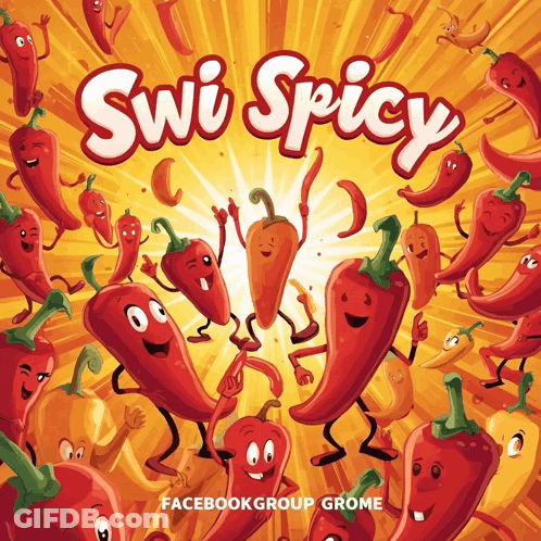 A Book Called Swi Spicy Shows A Bunch Of Red Peppers With Faces On Them GIF
