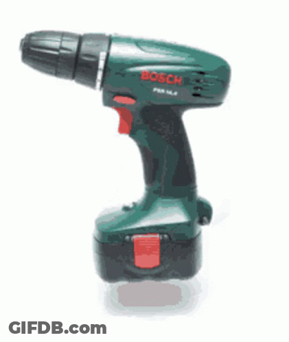 A Bosch Cordless Drill With A Red Button On The Handle GIF