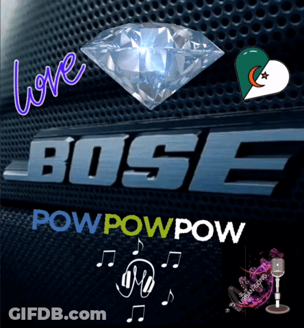 A Bose Logo With A Diamond And The Words Powpowpow GIF