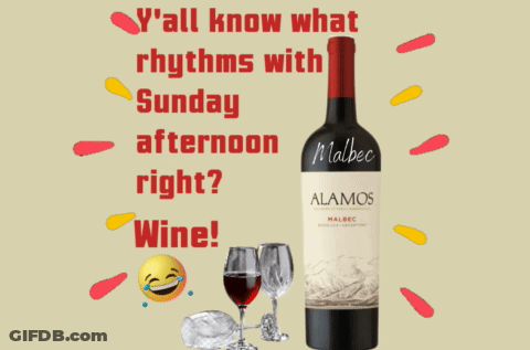 A Bottle Of Alamos Malbec Sits Next To Two Glasses Of Wine GIF