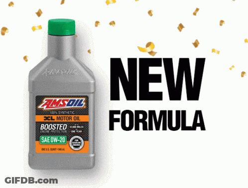 A Bottle Of Amsoil Motor Oil Is Surrounded By Confetti And The Words Shop Now GIF