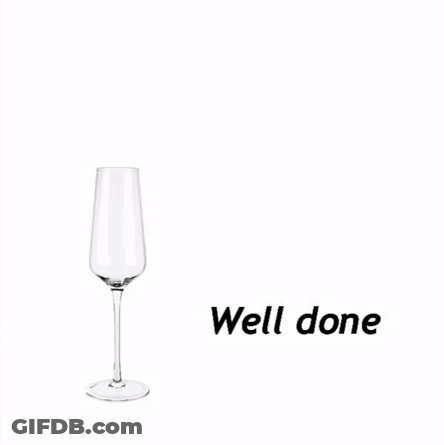 A Bottle Of Beer Is Being Poured Into A Glass Next To The Word Well Done GIF