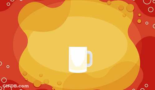 A Bottle Of Beer Sits Next To A Mug Of Beer On A Yellow Background That Says International Beer GIF