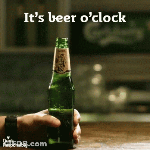 A Bottle Of Carlsberg Beer Is Being Held By A Person GIF