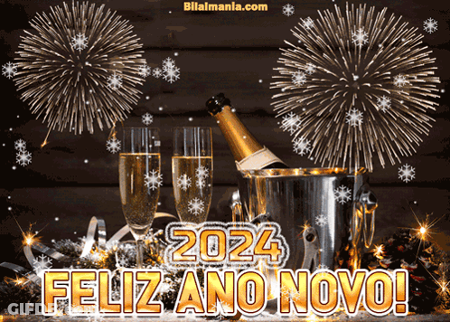 A Bottle Of Champagne Sits In A Bucket Next To Two Glasses GIF