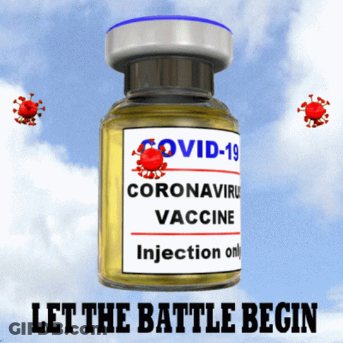 A Bottle Of Covid-19 Coronavirus Vaccine Injection Only Is Floating In The Air GIF