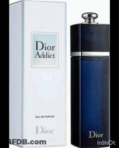 A Bottle Of Dior Addict Eau De Parfum Is Next To Its Box GIF