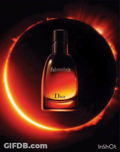 A Bottle Of Dior Fahrenheit Perfume Next To Its Box GIF