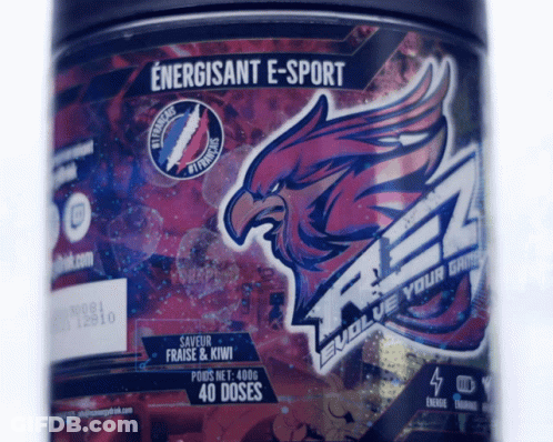 A Bottle Of Energisant E-Sport With An Eagle On The Label GIF