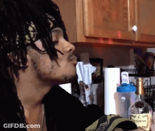 A Bottle Of Hennessy Sits In A Kitchen GIF