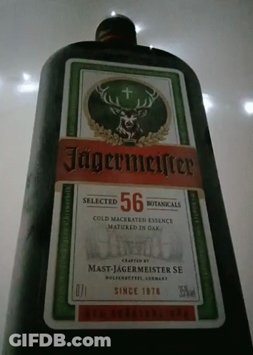 A Bottle Of Jagermeister Has A Deer On It GIF