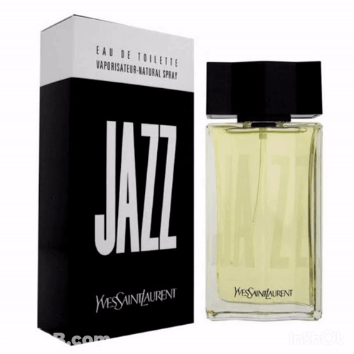 A Bottle Of Jazz By Yves Saint Laurent Sits Next To Its Box GIF