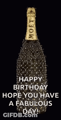 A Bottle Of Moet Champagne With The Words Happy Birthday Hope You Have A Fabulous Day Below It GIF