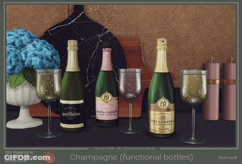 A Bottle Of Moet & Chandon Sits On A Table With Glasses GIF