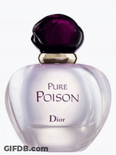 A Bottle Of Pure Poison Perfume By Dior On A White Background GIF