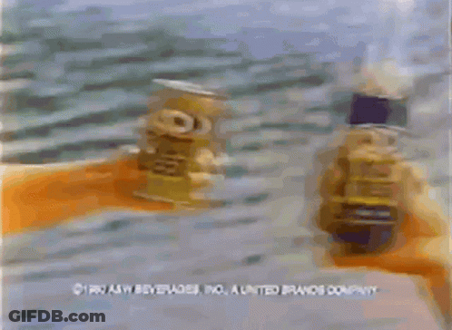 A Bottle Of Root Beer And A Can Of Root Beer GIF