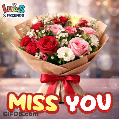 A Bouquet Of Flowers With Lucas & Friends Written On The Top GIF