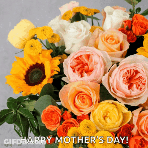 A Bouquet Of Flowers With The Words " Happy Mother 'S Day " On The Bottom GIF