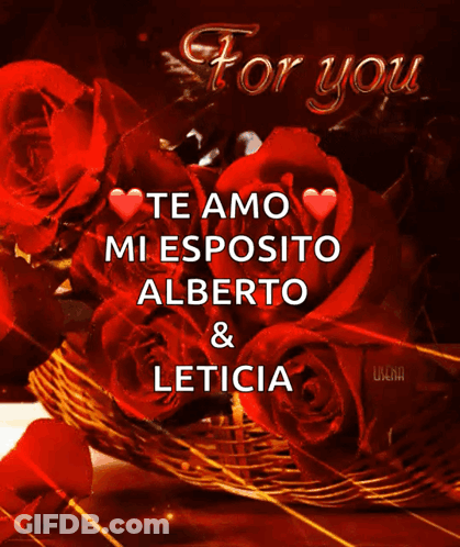 A Bouquet Of Red Roses In A Basket With The Words For You GIF