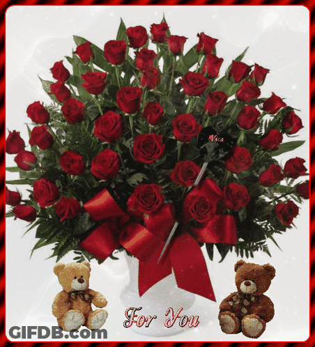 A Bouquet Of Red Roses In A Vase With The Words For You GIF