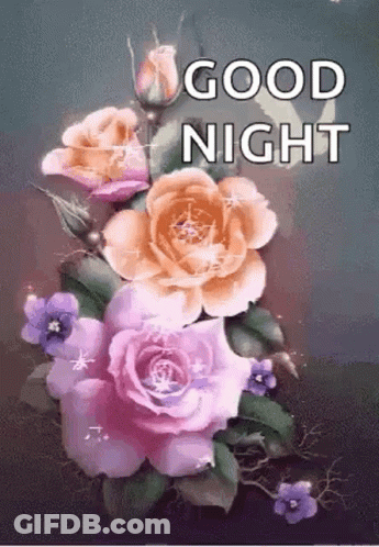 A Bouquet Of Roses With The Words `` Good Night '' Written On It . GIF