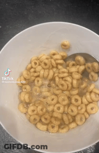 A Bowl Of Cereal With A Spoon In It Has A Tiktok Watermark On The Bottom GIF