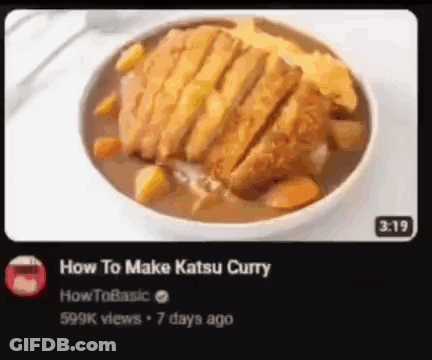 A Bowl Of Katsu Curry With Meat And Vegetables GIF