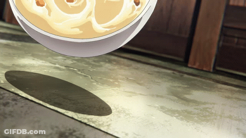 A Bowl Of Soup Is Being Thrown On The Floor GIF