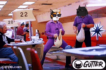 A Bowling Alley Has A Sign That Says 22 On It GIF